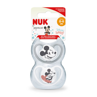 NUK | זוג מוצצי ספייס מיקי מאוס 0-6 חודשים אפור-לבן